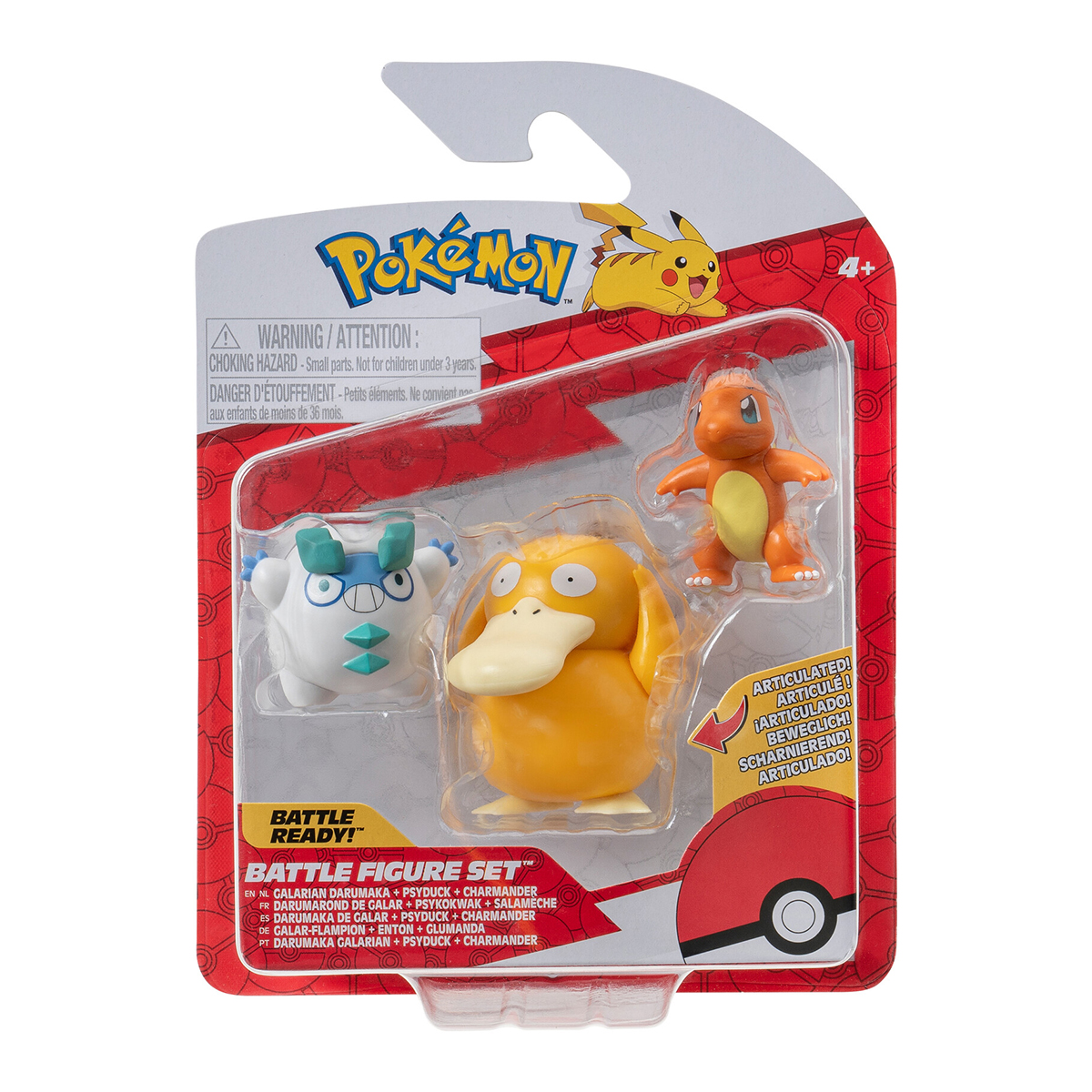 Набір ігрових фігурок Pokemon W19 - Чармандер, Галарський Дарумака, Псайдак 3 шт