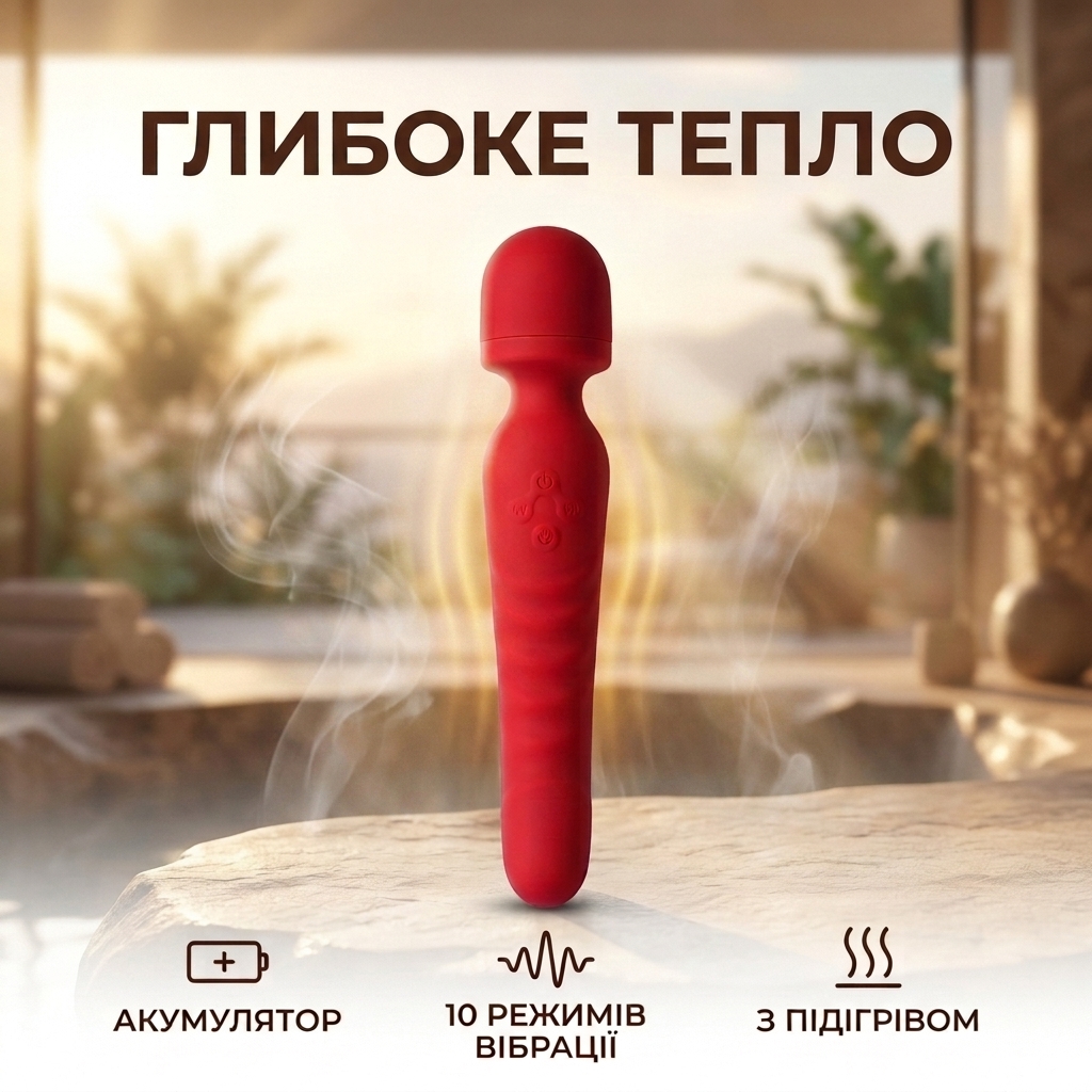 Вібратор двосторонній силіконовий з підігрівом Dual Motor Vibe 23x4,2 см Червоний