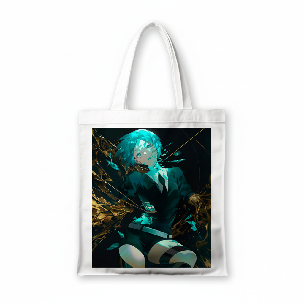 Сумка-шопер Країна Блискучих Land of the Lustrous Фосфофіліт 39x35 см біла з льону 26780