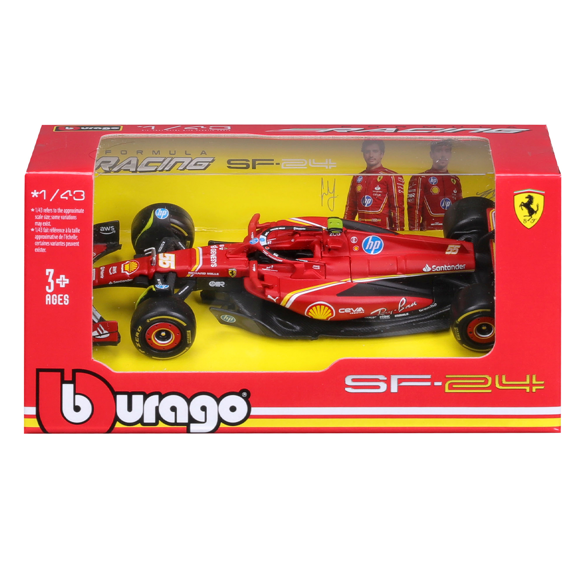 Автомодель Ferrari SF-24 Racing Bburago 1:43 Червона — превʼю 2