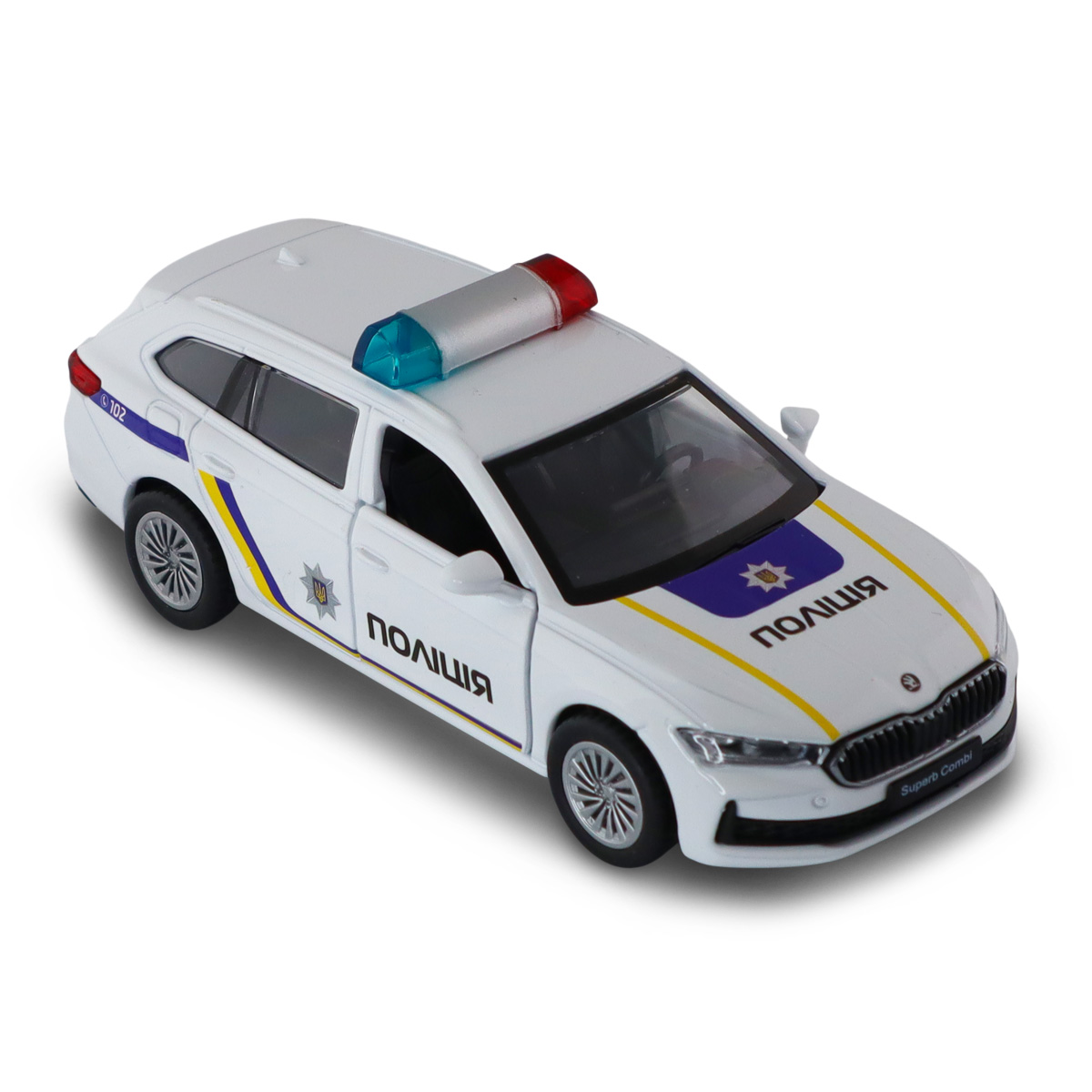 Автомодель Techno Drive Skoda Superb Combi iV Поліція 1:43 з металевим корпусом — превʼю 13