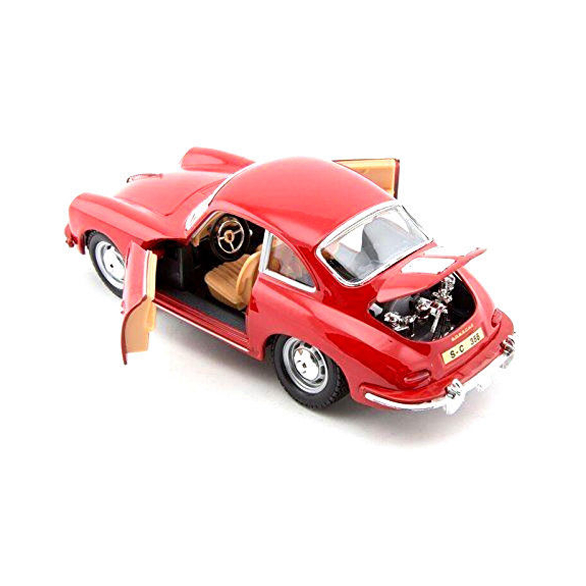 Автомодель Bburago Porsche 356B 1961 1:24 металева червона або слонова кістка — превʼю 7