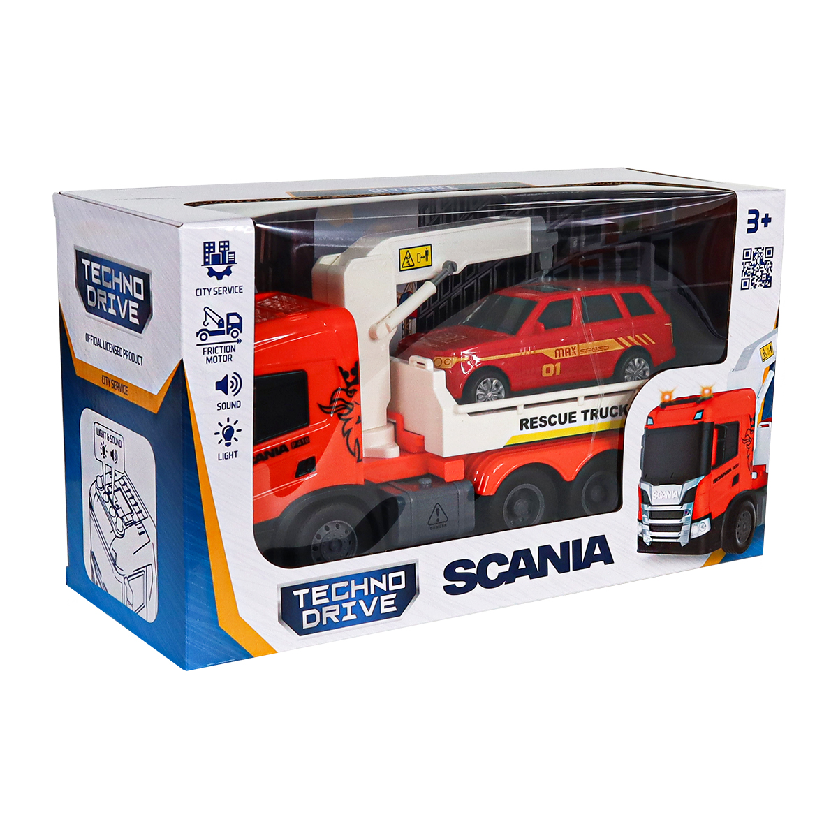 Ігровий набір Евакуатор Scania з машинкою TechnoDrive 25 см зі звуком Чорний — превʼю 5