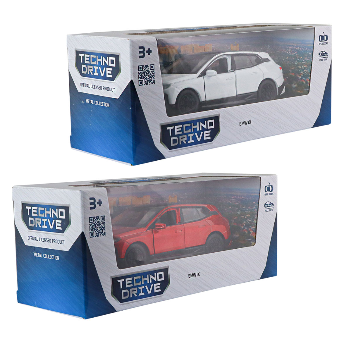 Автомодель BMW iX Techno Drive 1:43 металева з механізмом pull-back Червона — превʼю 6