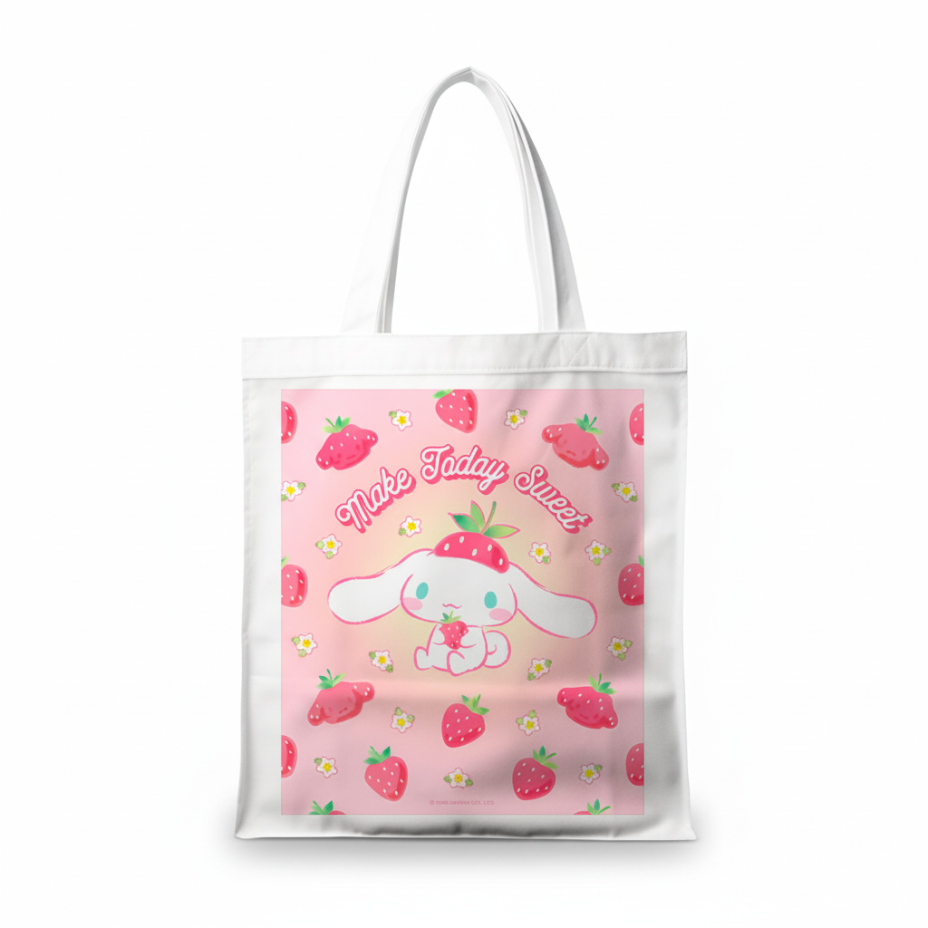 Сумка-шопер Привіт Кітті (Hello Kitty) - Циннаморолл біла з льону (25103) — превʼю 2