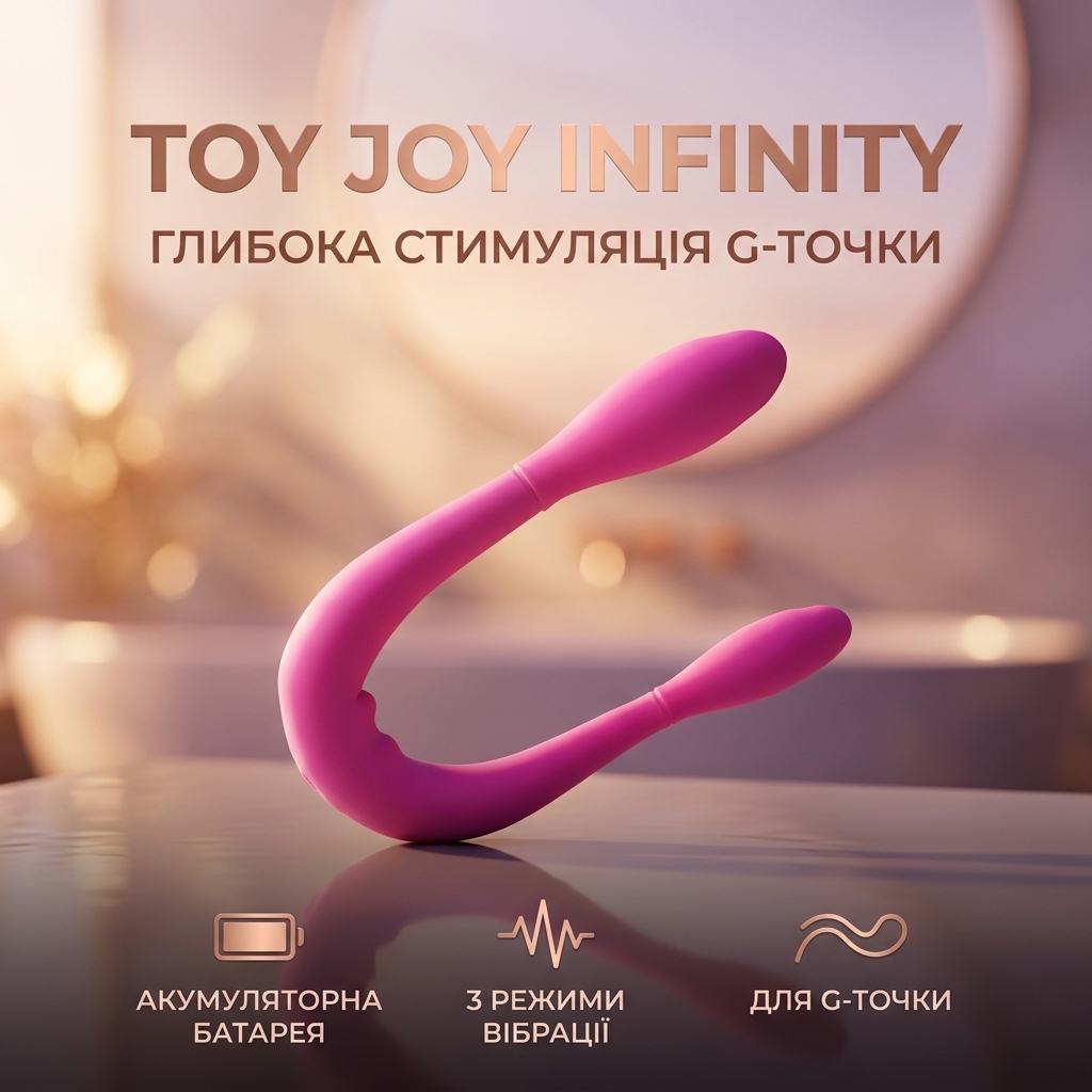 Вібратор двосторонній для точки G Toy Joy Infinity силіконовий 37.4 см Рожевий