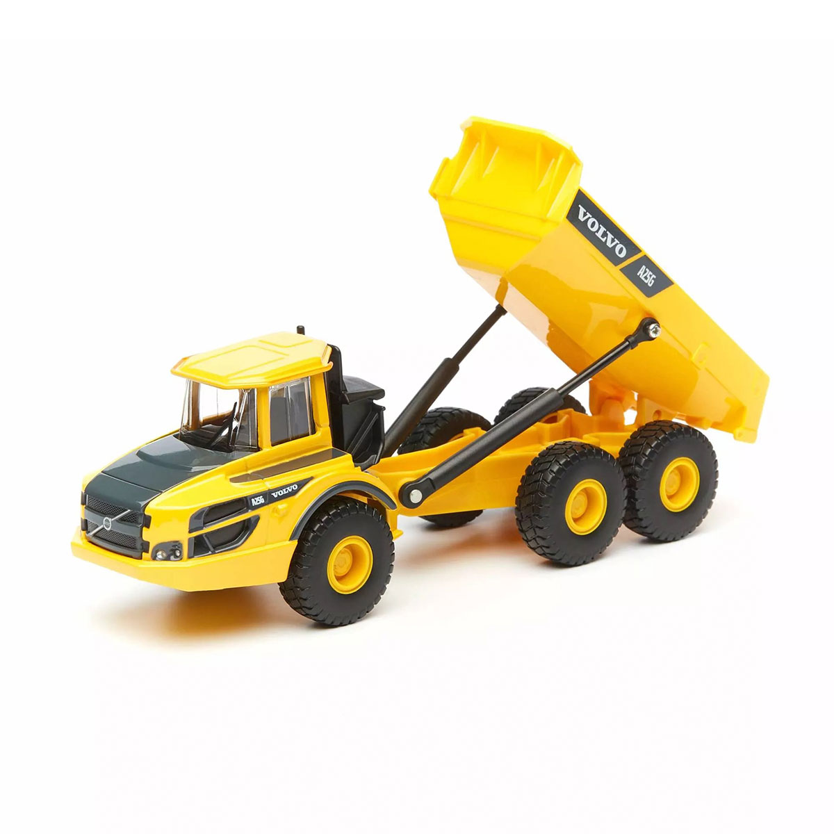 Автомодель Bburago Volvo A25G самоскид 1:50 металева жовто-чорна — превʼю 4