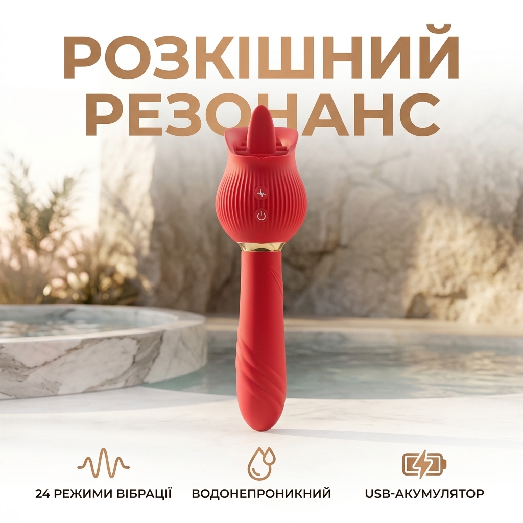 Вагінальний вібратор мікрофон силіконовий для жінок 11 см з 24 режимами Червоний