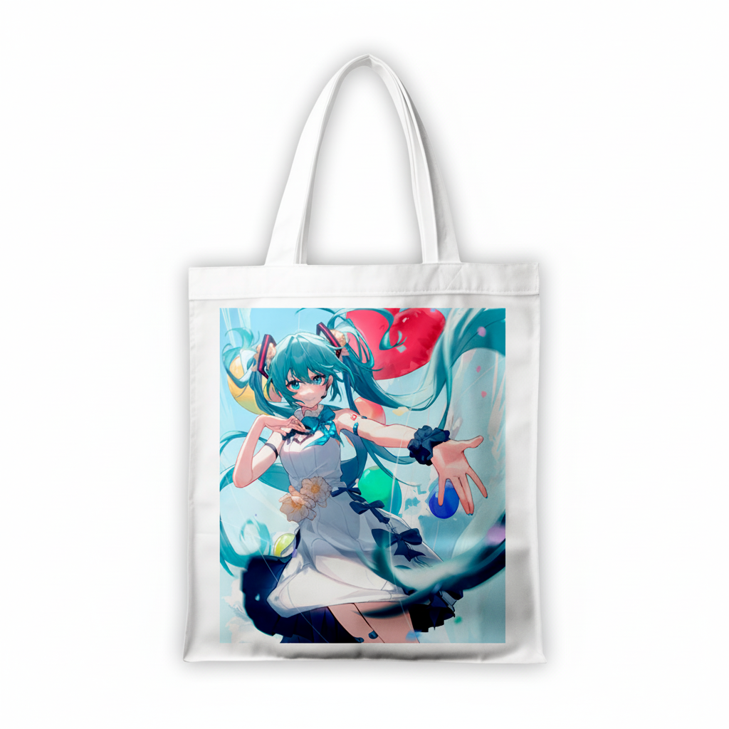 Сумка-шопер Вокалоїд Vocaloid 39x35 см біла з льону 6691