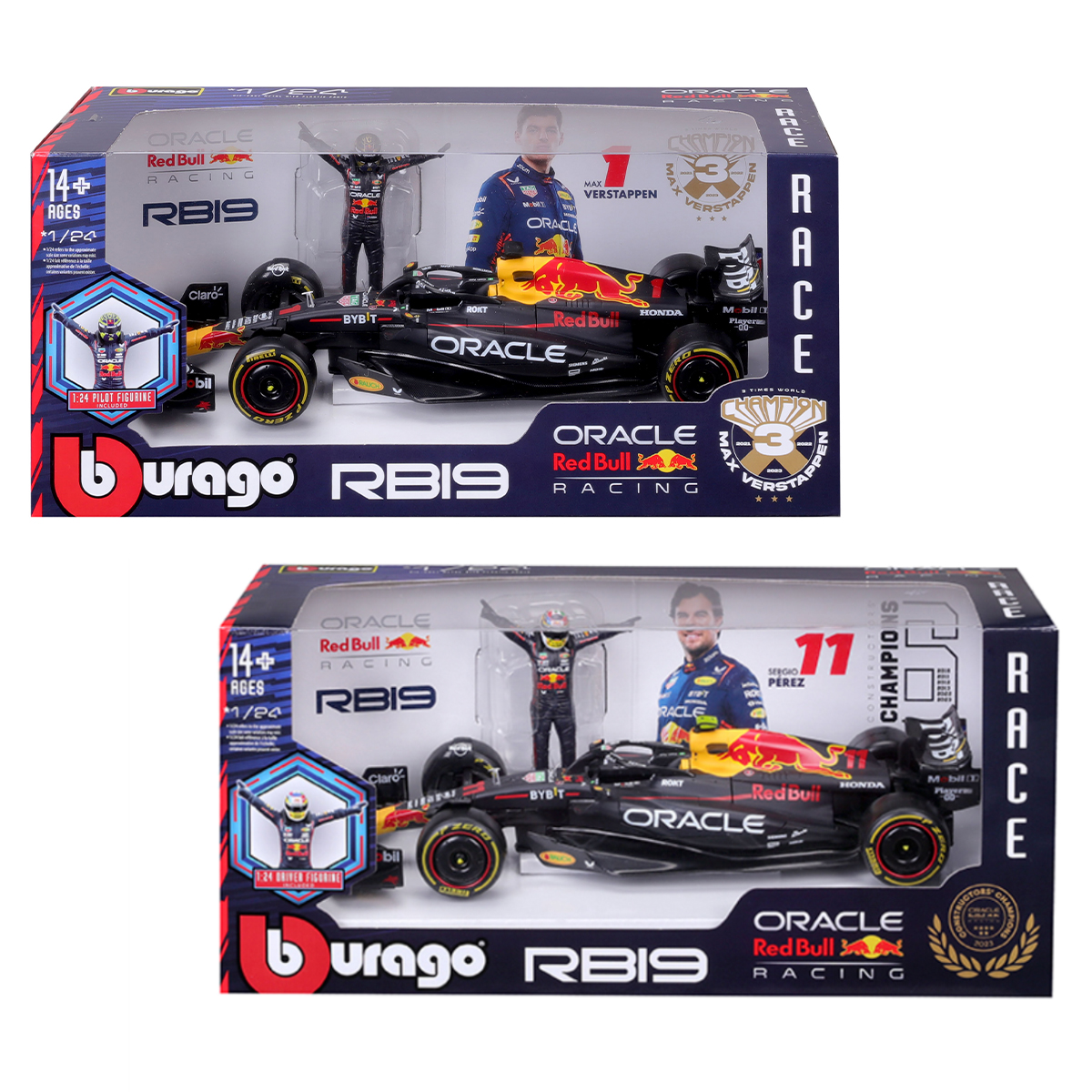Автомодель Bburago Red Bull Racing RB19 з фігуркою 1:24 Чорна — превʼю 1