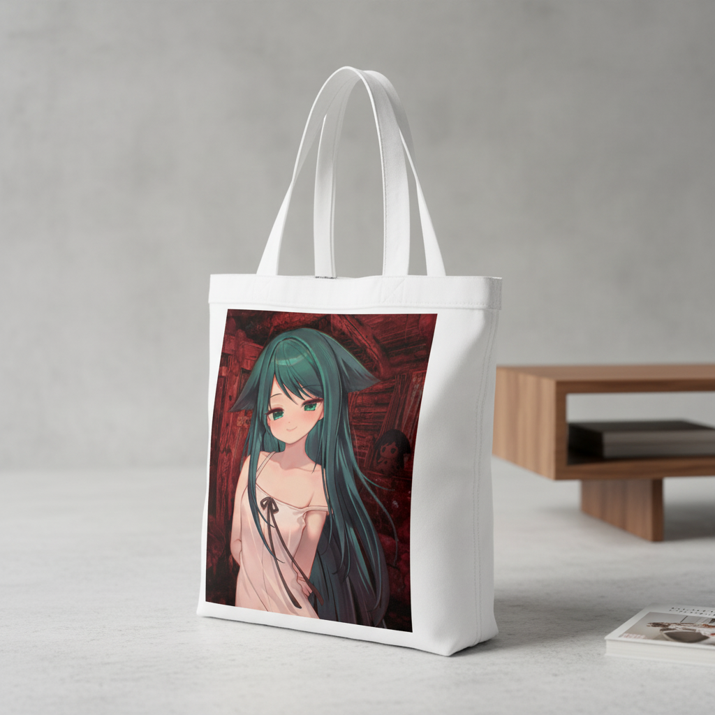 Сумка-шопер Сая но Ута (Saya no Uta) - Сая біла з льону (26766) — превʼю 1