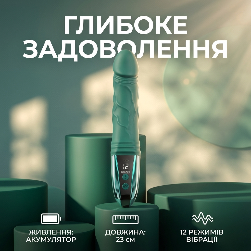 Вагінальний вібратор силіконовий Satisfyer 23 см з 12 режимами Зелений