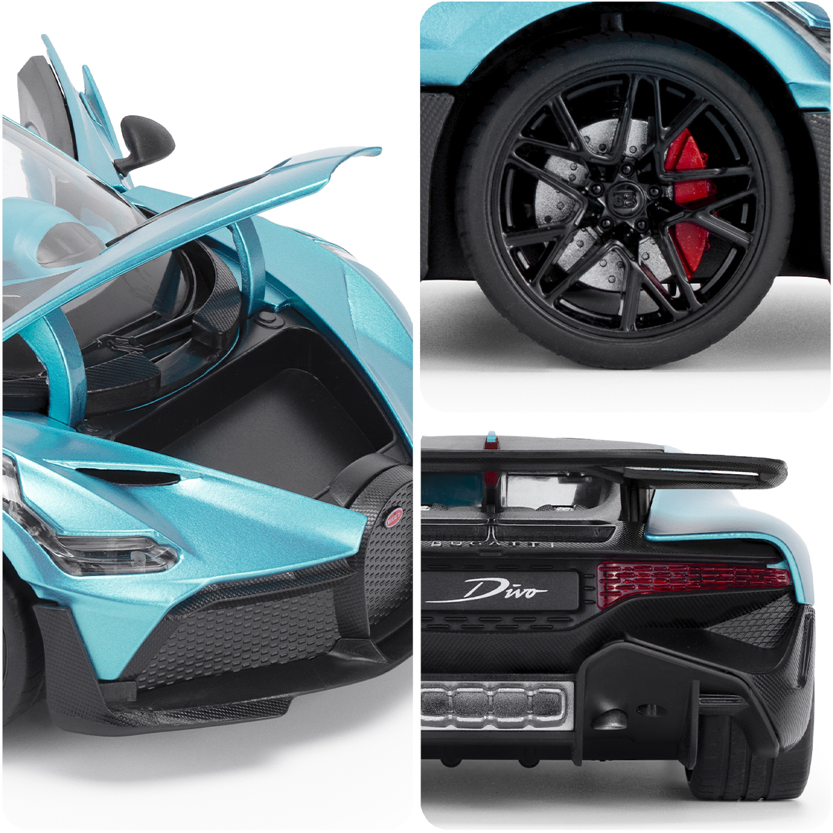 Автомодель Bugatti Divo Techno Drive 1:18 металева з відкривними деталями Синя — превʼю 16