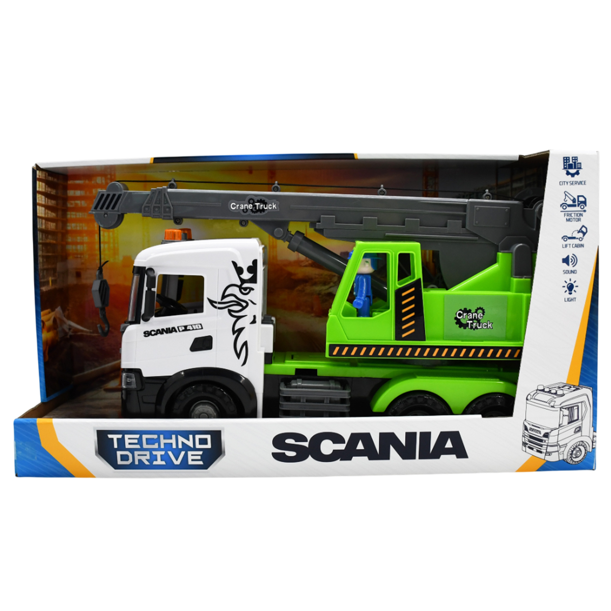 Автокран Scania TechnoDrive серії Mid Truck 40,5 см зі світлом та звуком