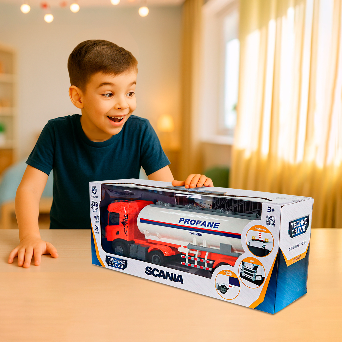 Автомодель Techno Drive Large Truck Автоцистерна Scania 42 см зі світлом та звуком — превʼю 2