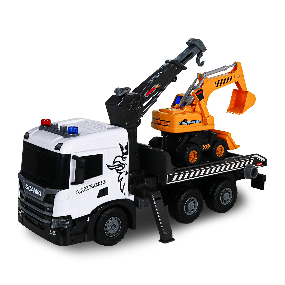 Ігровий набір автокран Scania з екскаватором TechnoDrive 48,5 см Жовтий — превʼю 1