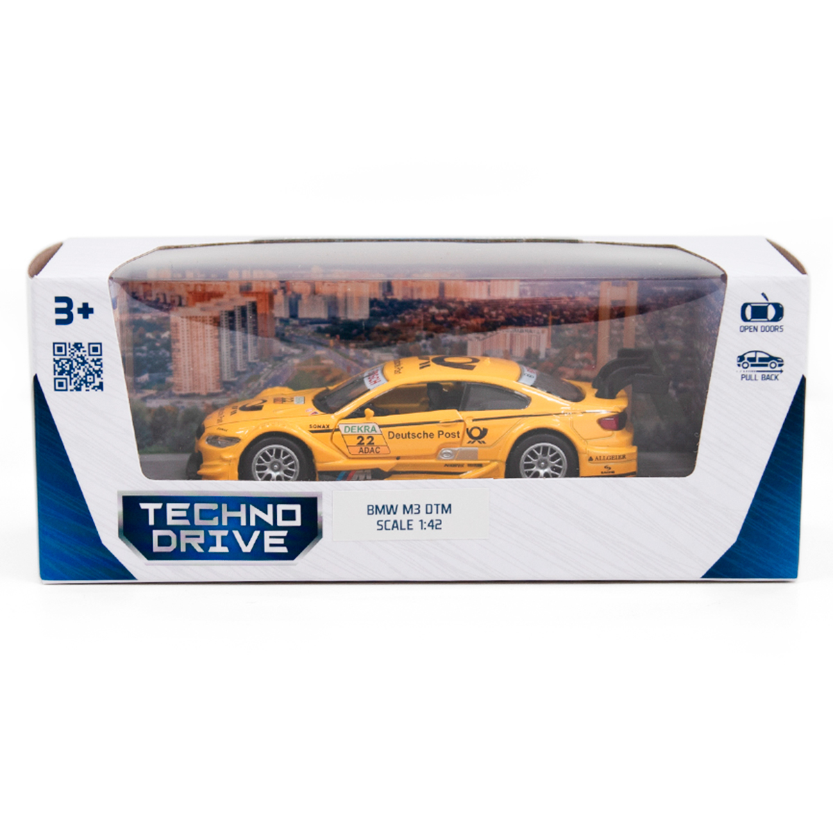 Автомодель Techno Drive BMW M3 DTM металева жовта — превʼю 3