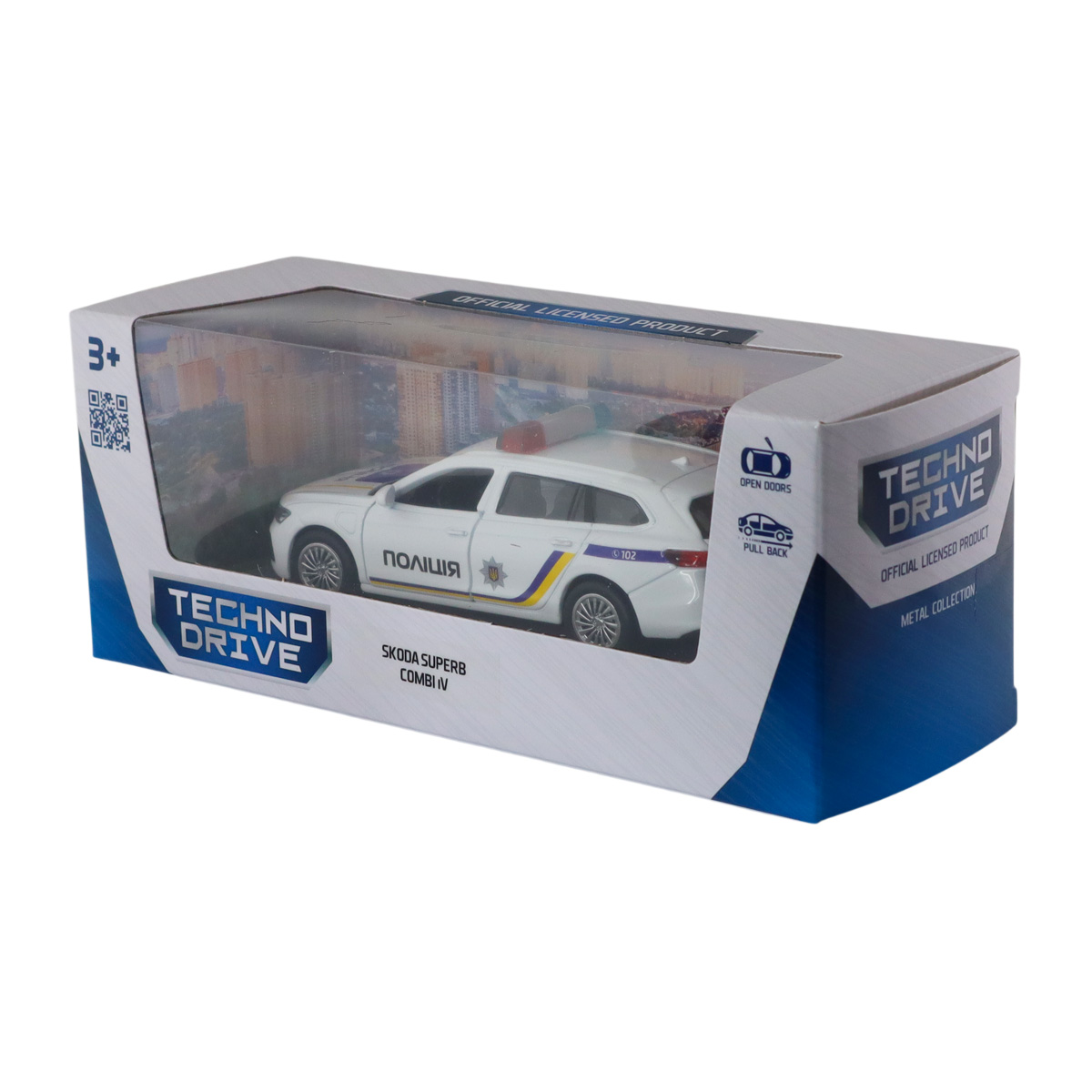 Автомодель Techno Drive Skoda Superb Combi iV Поліція 1:43 з металевим корпусом — превʼю 4