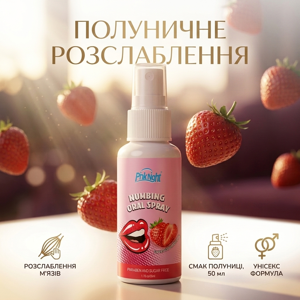 Спрей оральний PinkNight для мінету зі смаком полуниці 50 мл унісекс