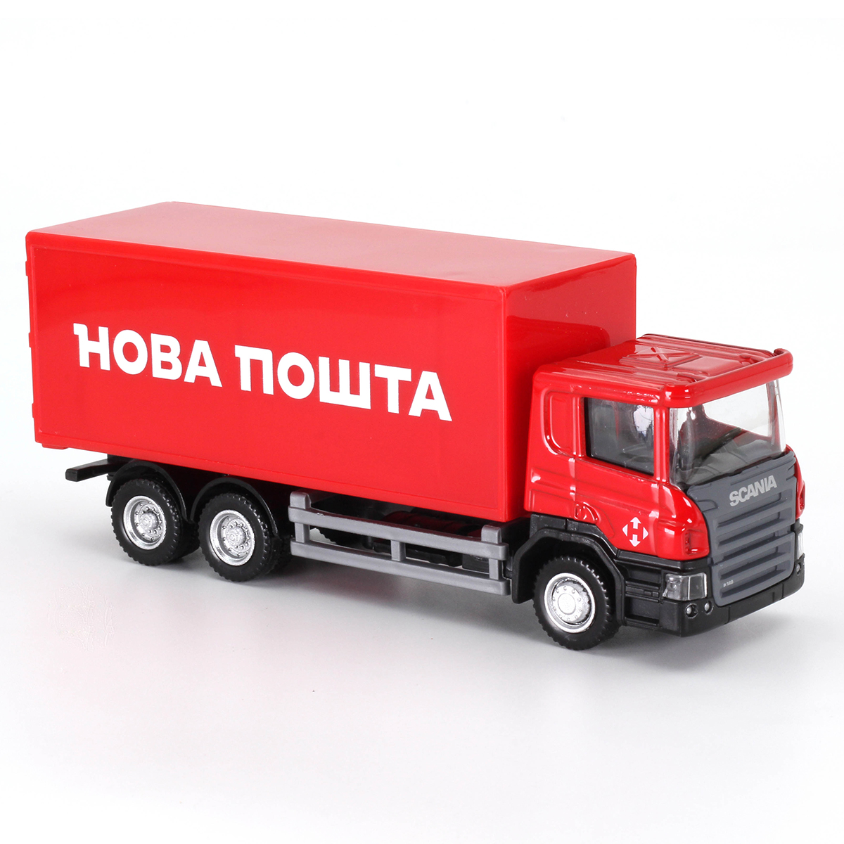 Автомодель вантажівка Techno Drive Scania Нова пошта 1:64 металева — превʼю 7