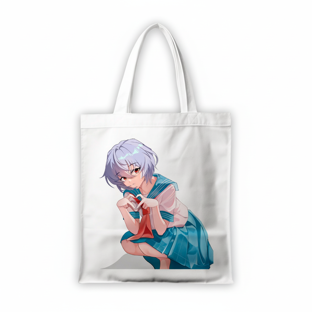 Сумка-шопер Євангеліон (Evangelion) - Аянамі Рей біла з габардину (6577) — превʼю 2