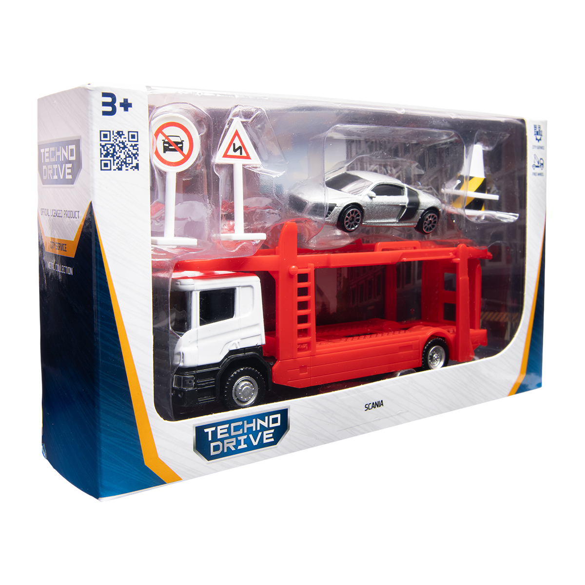 Ігровий набір Автоперевізник Scania з машиною Audi R8 TechnoDrive 1-64 Синій — превʼю 6