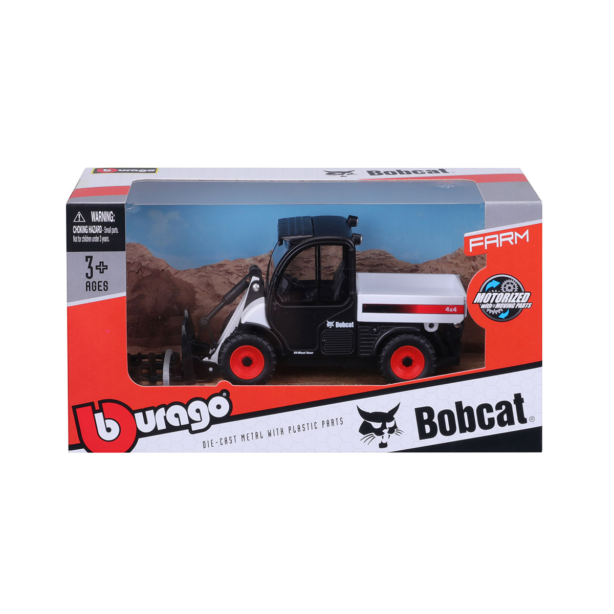 Навантажувач іграшковий Bburago Bobcat Toolcat 5600 10 см червоно-чорний — превʼю 5