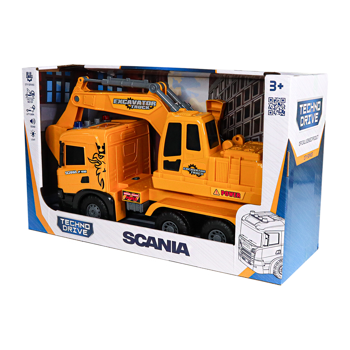 Екскаватор Scania TechnoDrive Super Big Truck 55 см зі світлом та звуком — превʼю 3