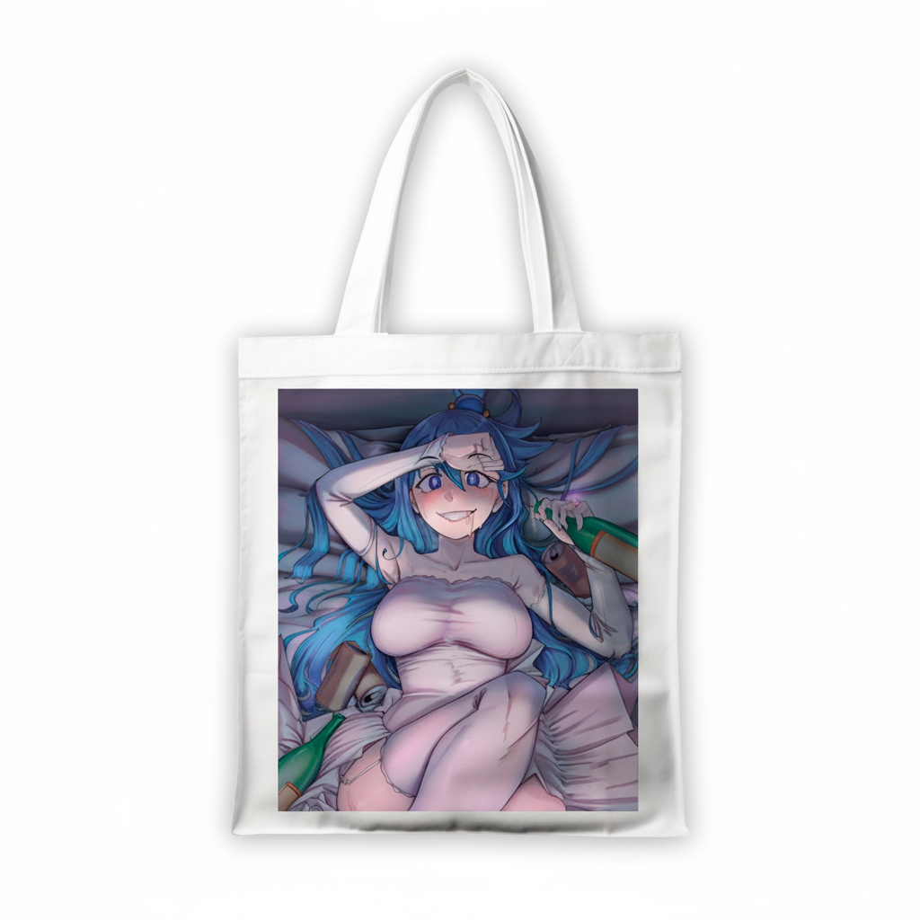 Сумка-шопер Цей чудовий світ! KonoSuba Аква 39x35 см біла з льону 26731