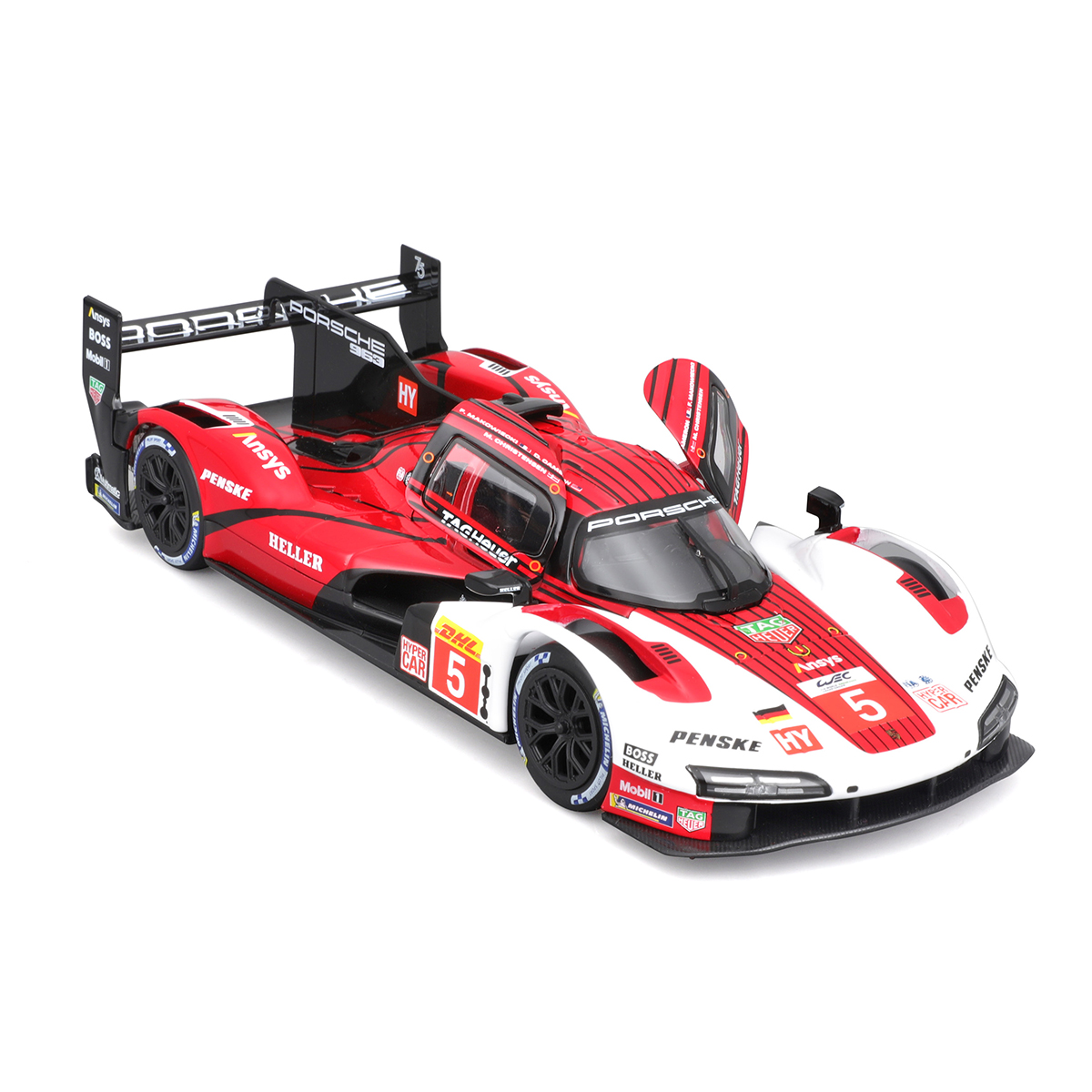 Автомодель Porsche 963 Bburago 1:24 металева Біло-червона — превʼю 7