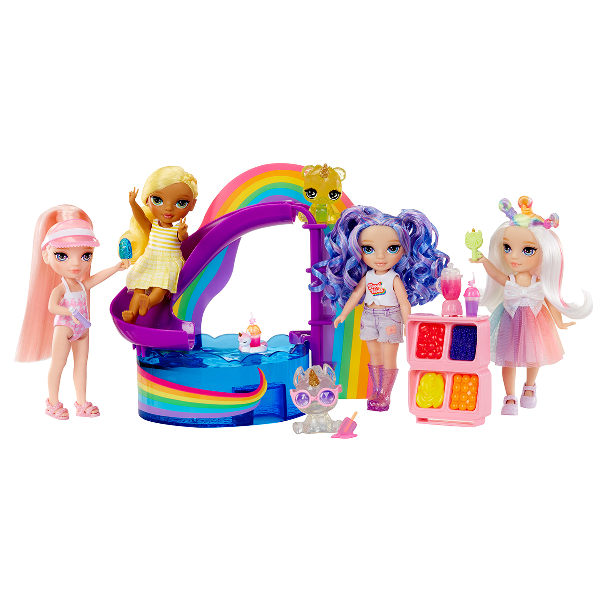 Ігровий набір Rainbow High Littles Веселкове свято в басейні з лялькою Блаш 15 см — превʼю 9