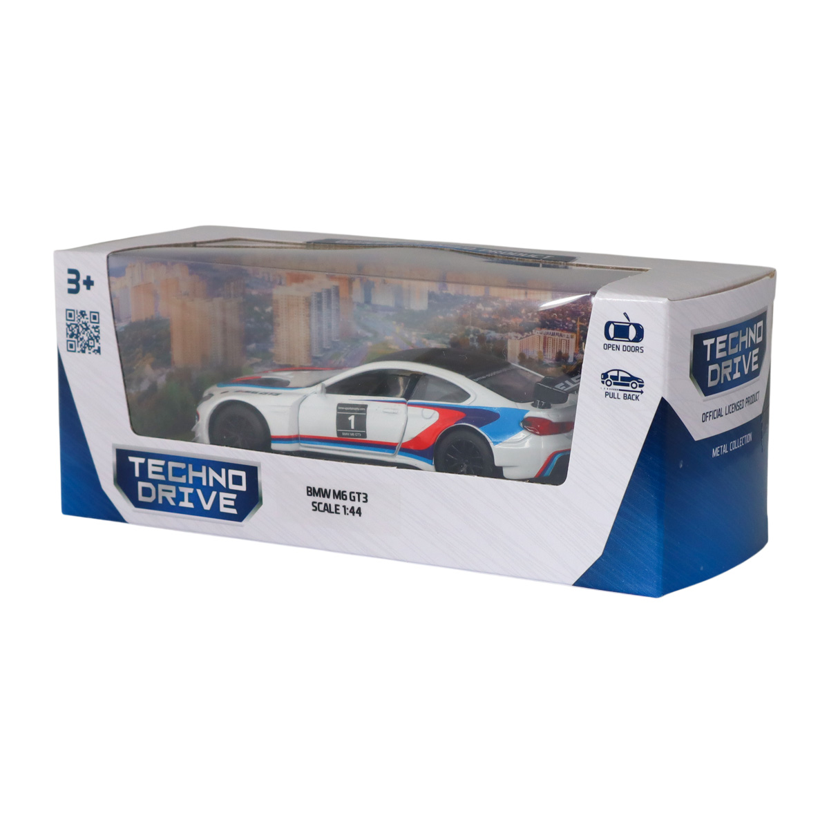 Автомодель BMW M6 GT3 Techno Drive металева 1:44 Біла — превʼю 4