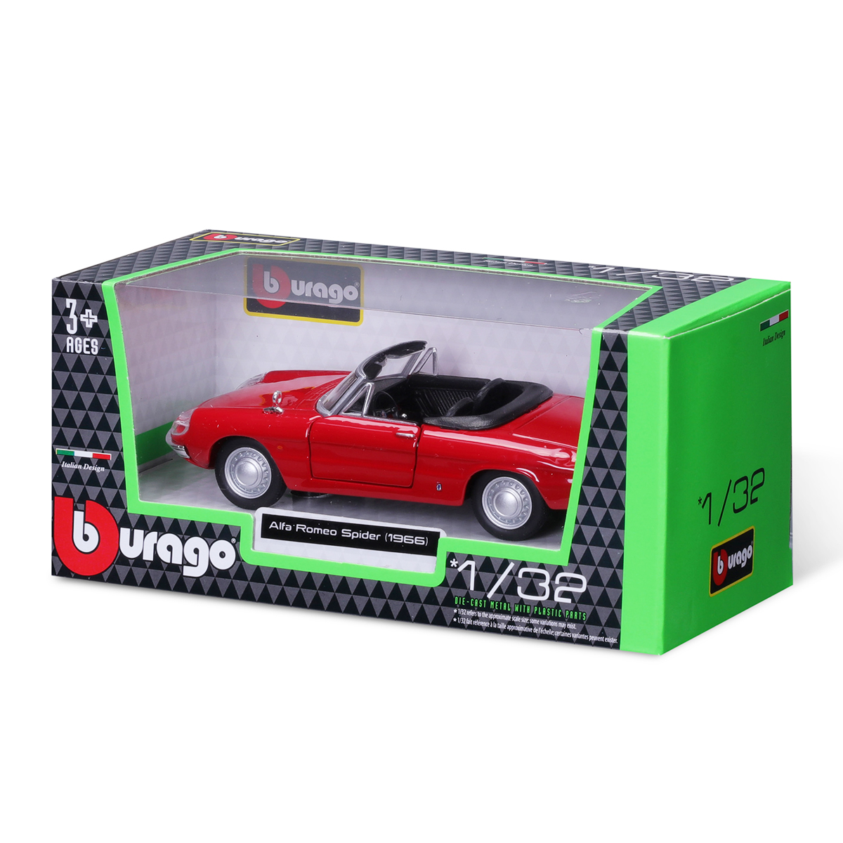 Автомодель Bburago Alfa Romeo Spider 1966 червона 1:32 — превʼю 6