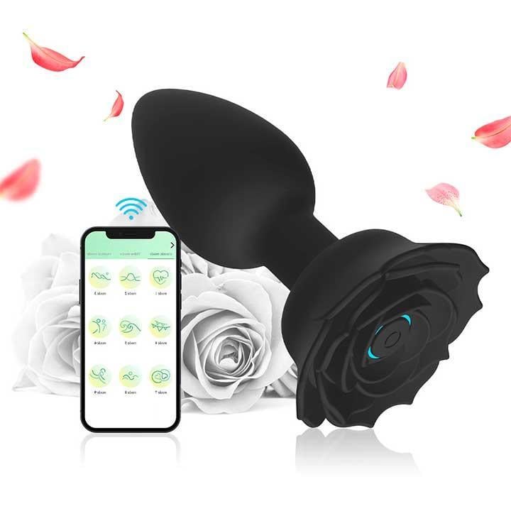 Смарт анальна пробка Smart Rose із силікону 10,5 см Чорний