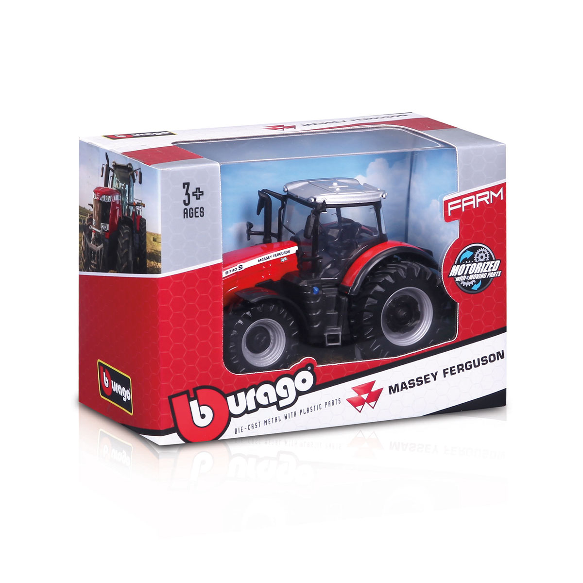 Трактор Massey Ferguson 8740S іграшковий металевий 10 см Червоно-чорний — превʼю 4