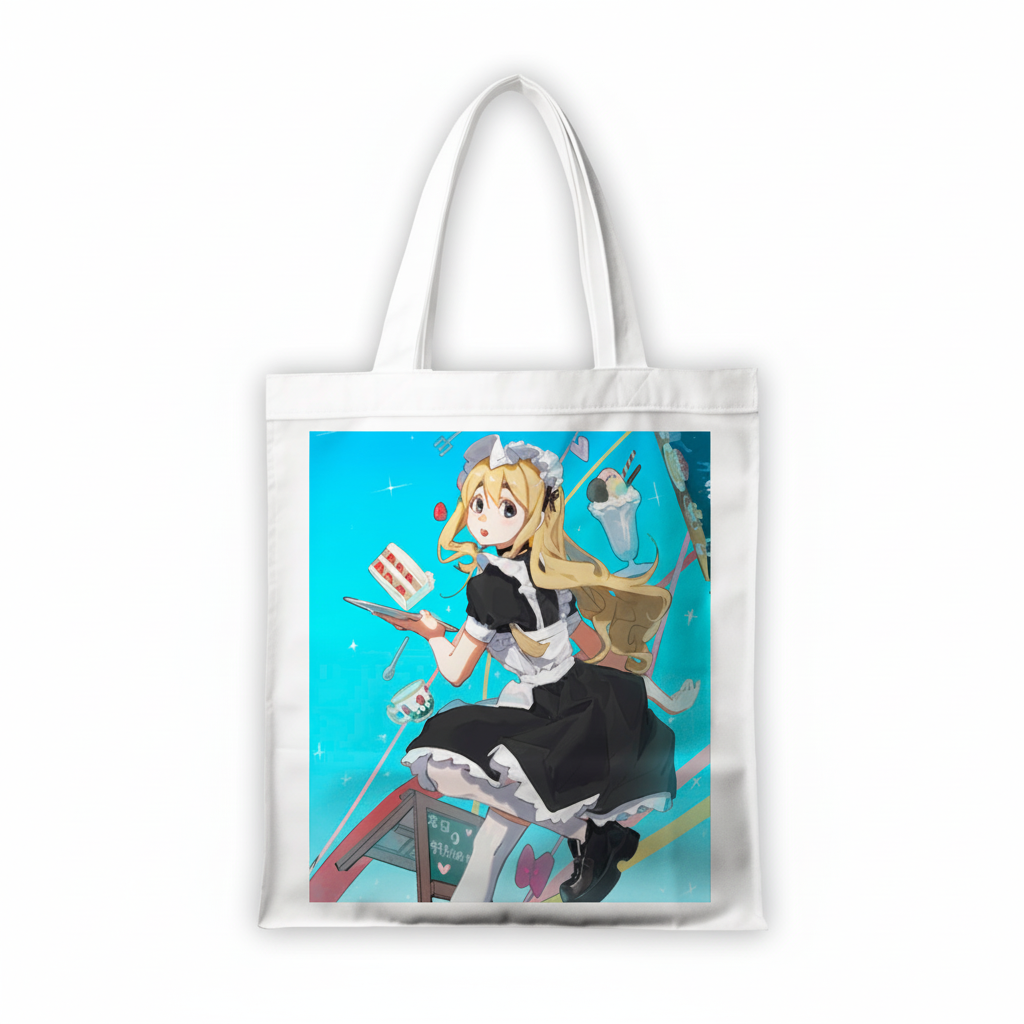 Сумка-шопер К-он! K-On! Цумуґі Котобукі 39x35 см біла з льону 11343