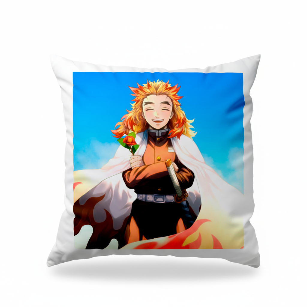 Подушка Кьоджуро Ренгоку Kyojuro Rengoku Клинок який знищує демонів Demon Slayer 35x35 см