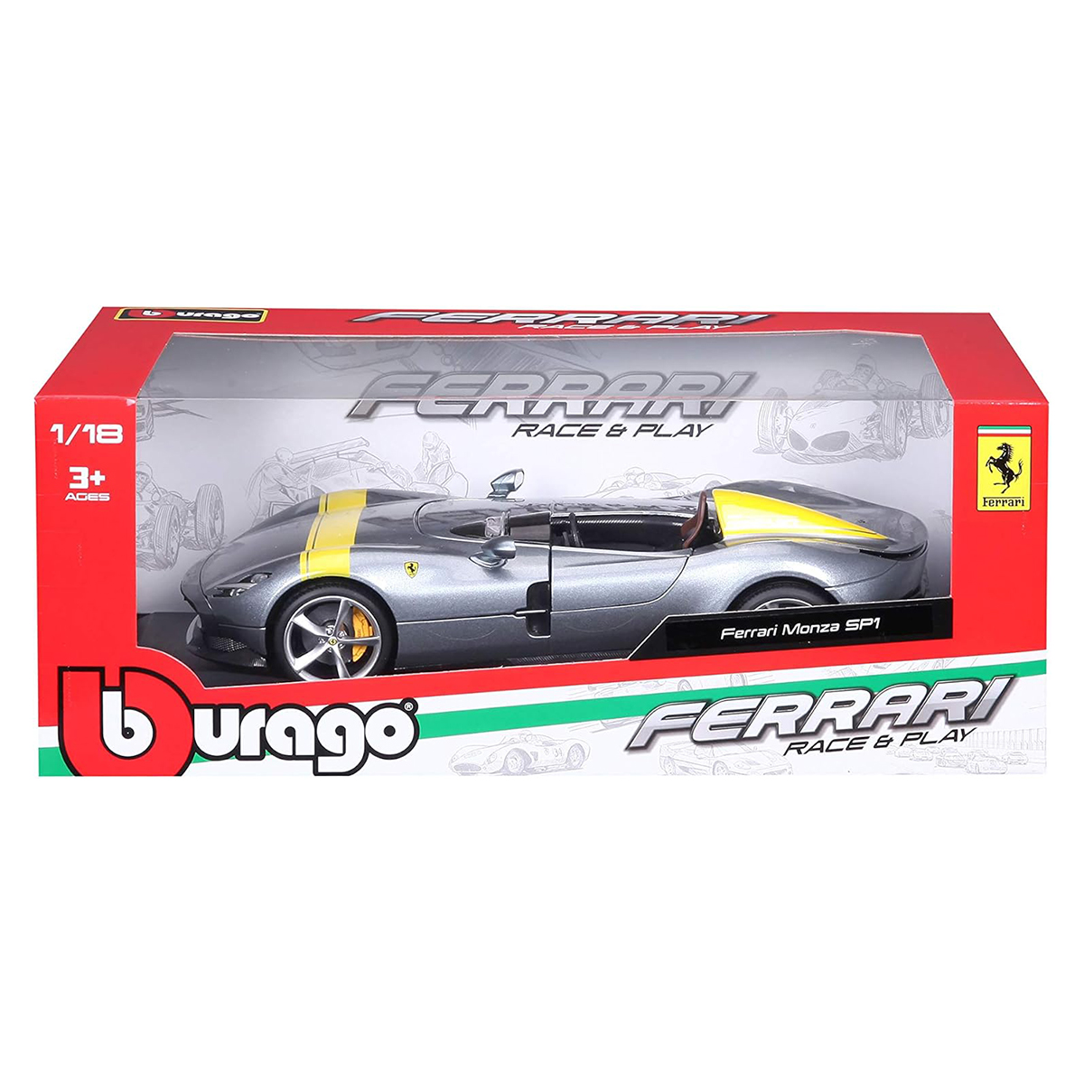 Колекційна модель Bburago Ferrari Monza SP1 1:18 сіра — превʼю 9