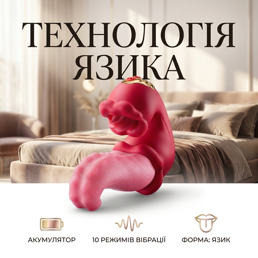 Вібратор-стимулятор язичковий телескопічний Vibratex Rose Tongue 10 режимів Рожевий