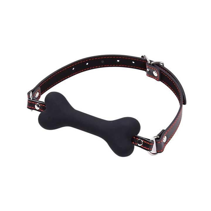 Кляп "Собача кістка" для BDSM та рольових ігор 12 см Чорний
