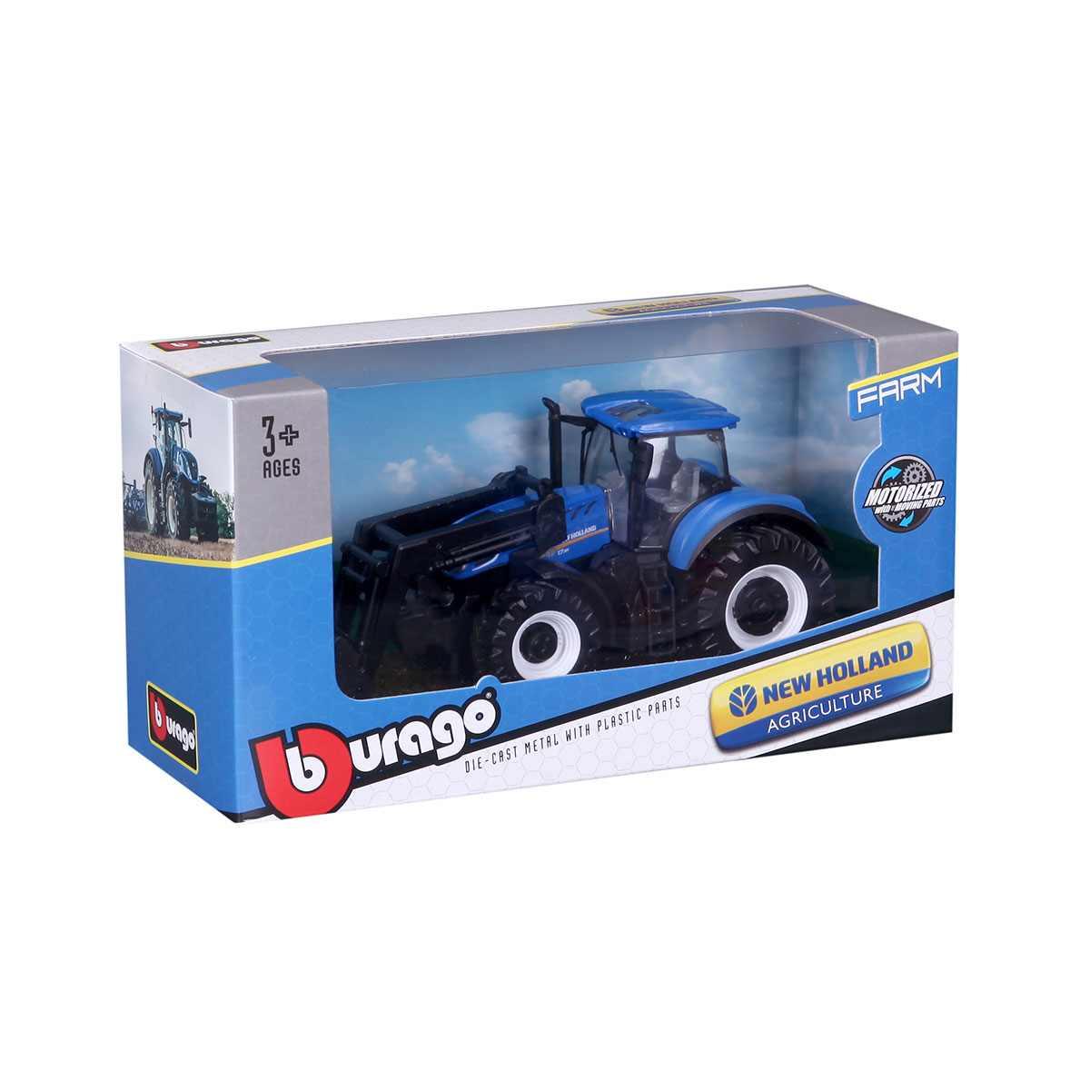 Трактор Bburago New Holland T7.315 з фронтальним навантажувачем 1:32 Синій — превʼю 7