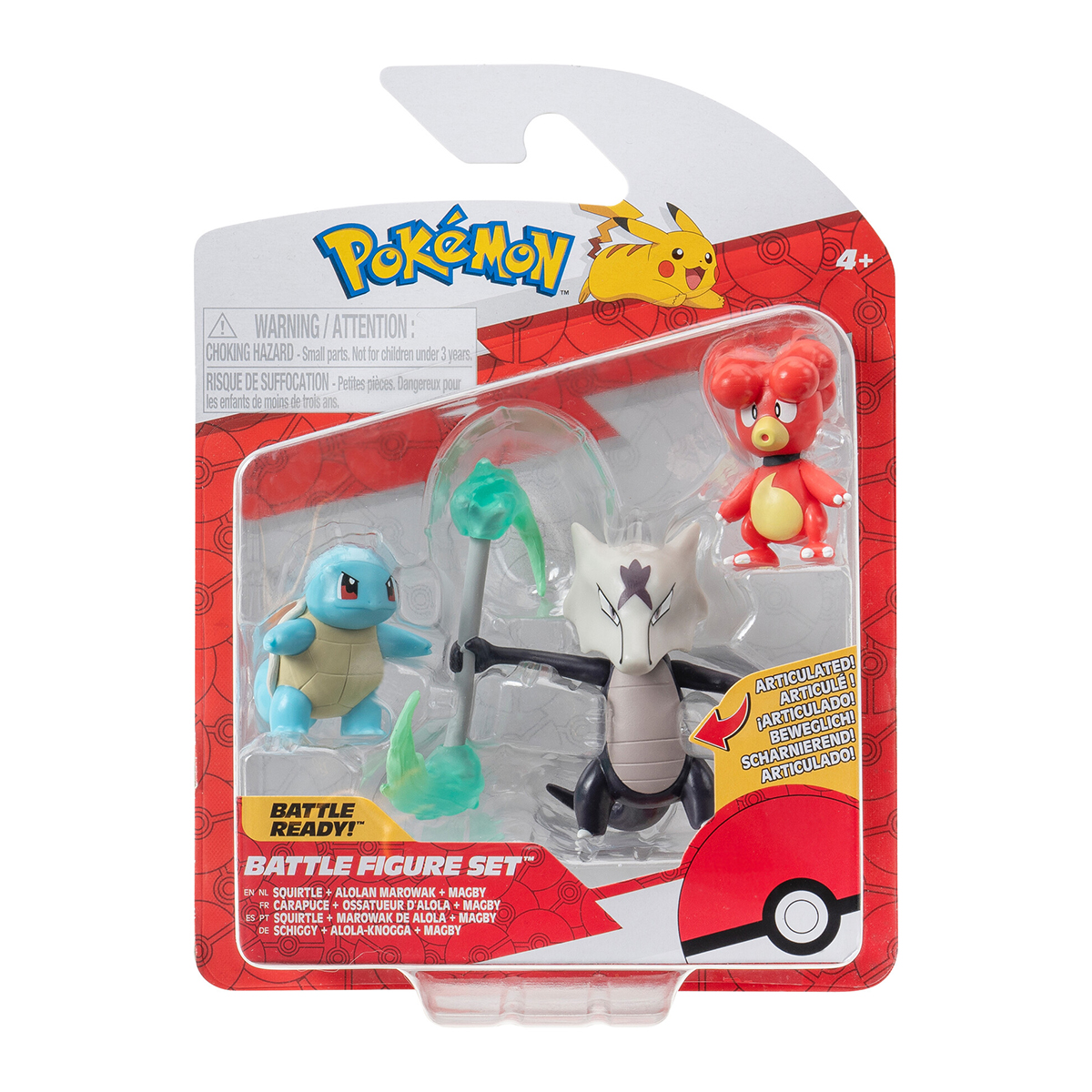 Набір ігрових фігурок Pokemon W19 - Магбі, Сквіртл, Алола Маровак 3 шт