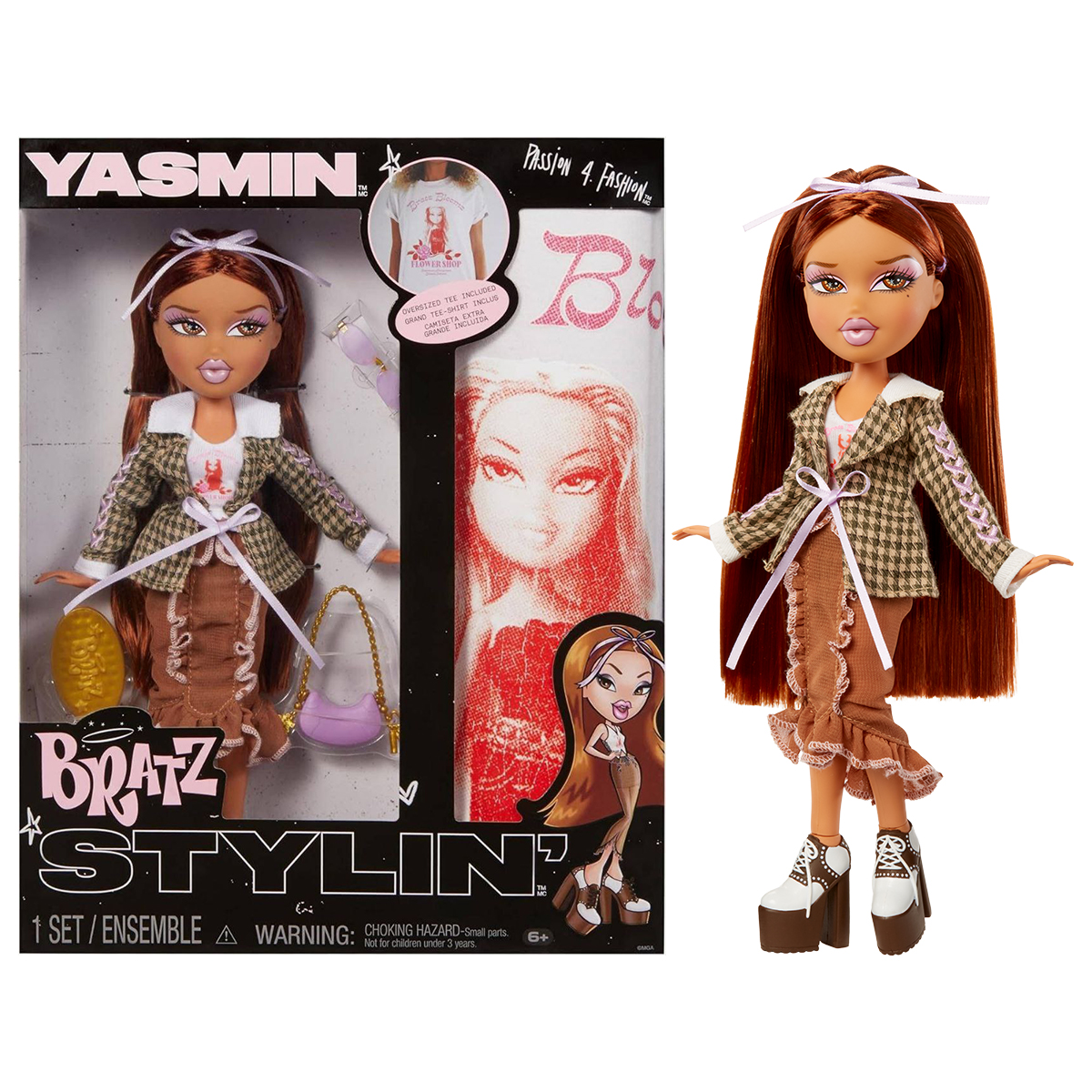 Ігровий набір Bratz Stylin' Ясмін з футболкою для дівчинки 25 см