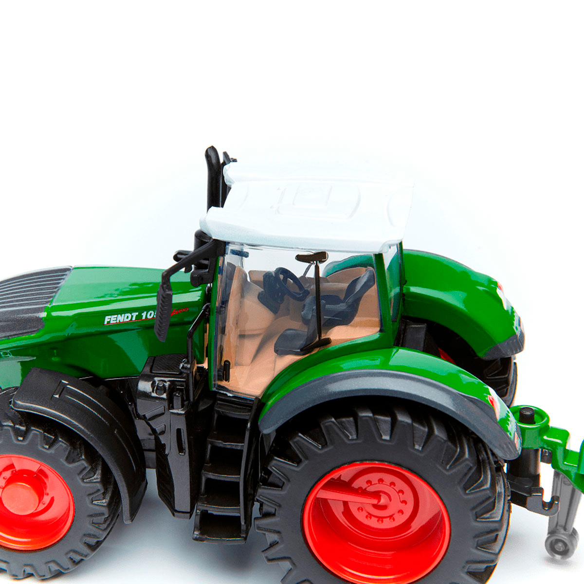 Трактор Bburago Fendt 1050 Vario з роторними граблями 10 см Червоно-зелений — превʼю 5