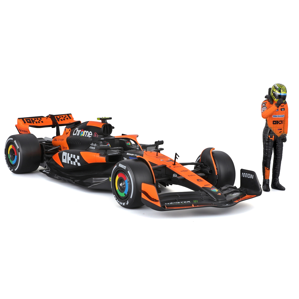 Автомодель Bburago McLaren MCL38 1:24 з фігуркою гонщика — превʼю 8