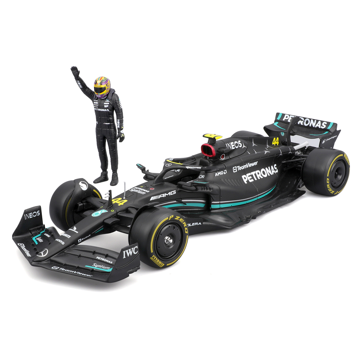 Автомодель Bburago Mercedes-AMG F1 W14 E Performance 1:24 з фігуркою Чорна — превʼю 5