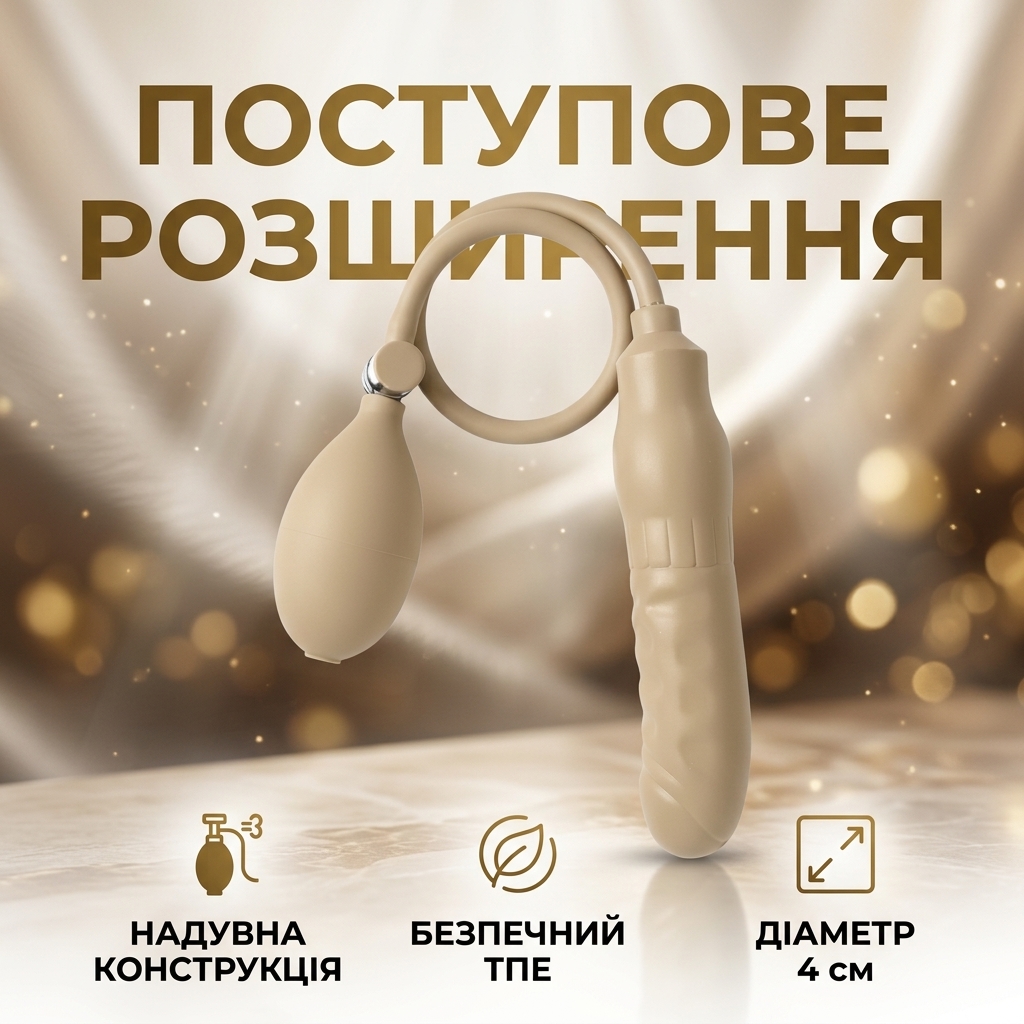 Надувна анальна пробка для розширення ТПЕ 4 см Бежевий