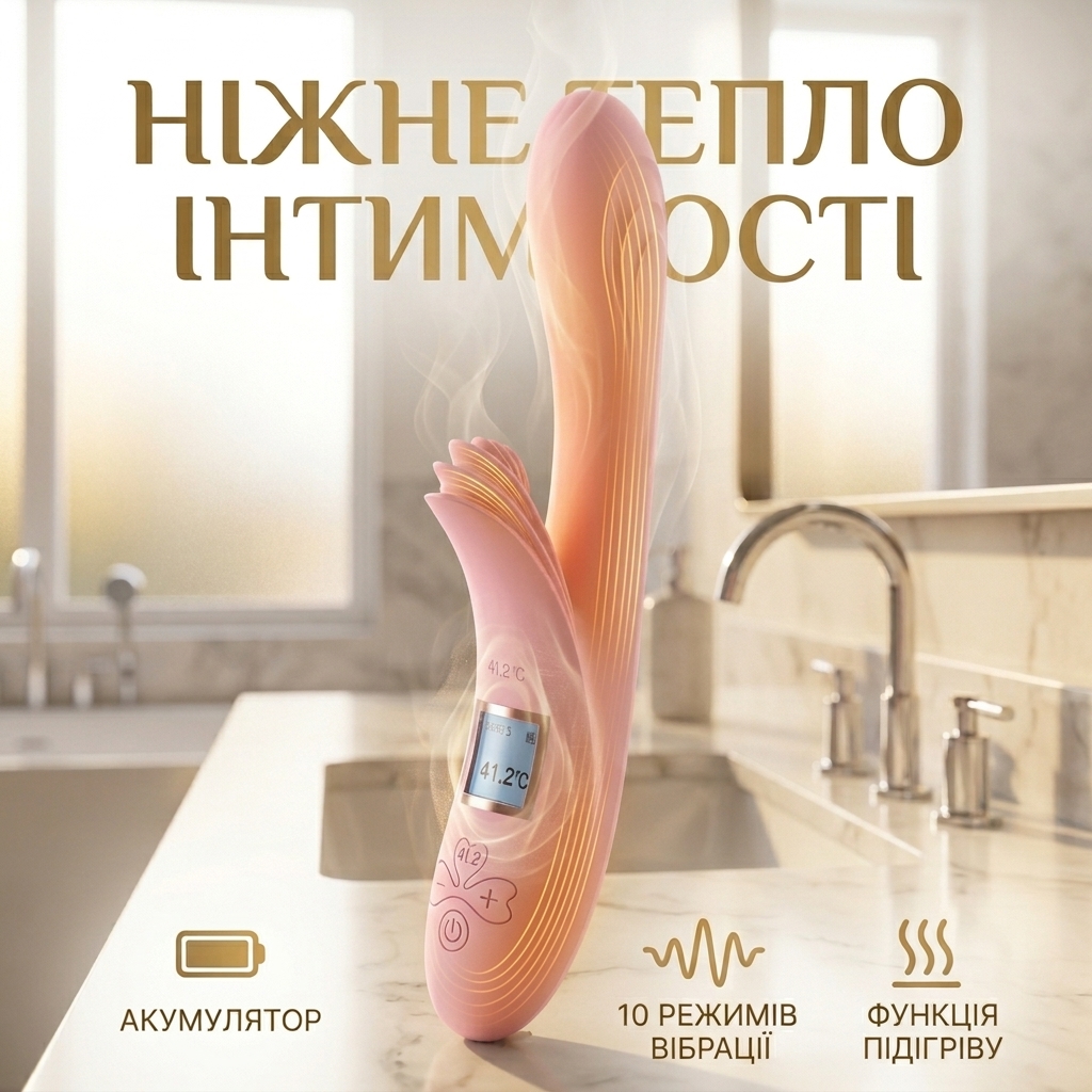 Вібратор кролик з підігрівом силіконовий Lilo 25 см для жінок рожевий