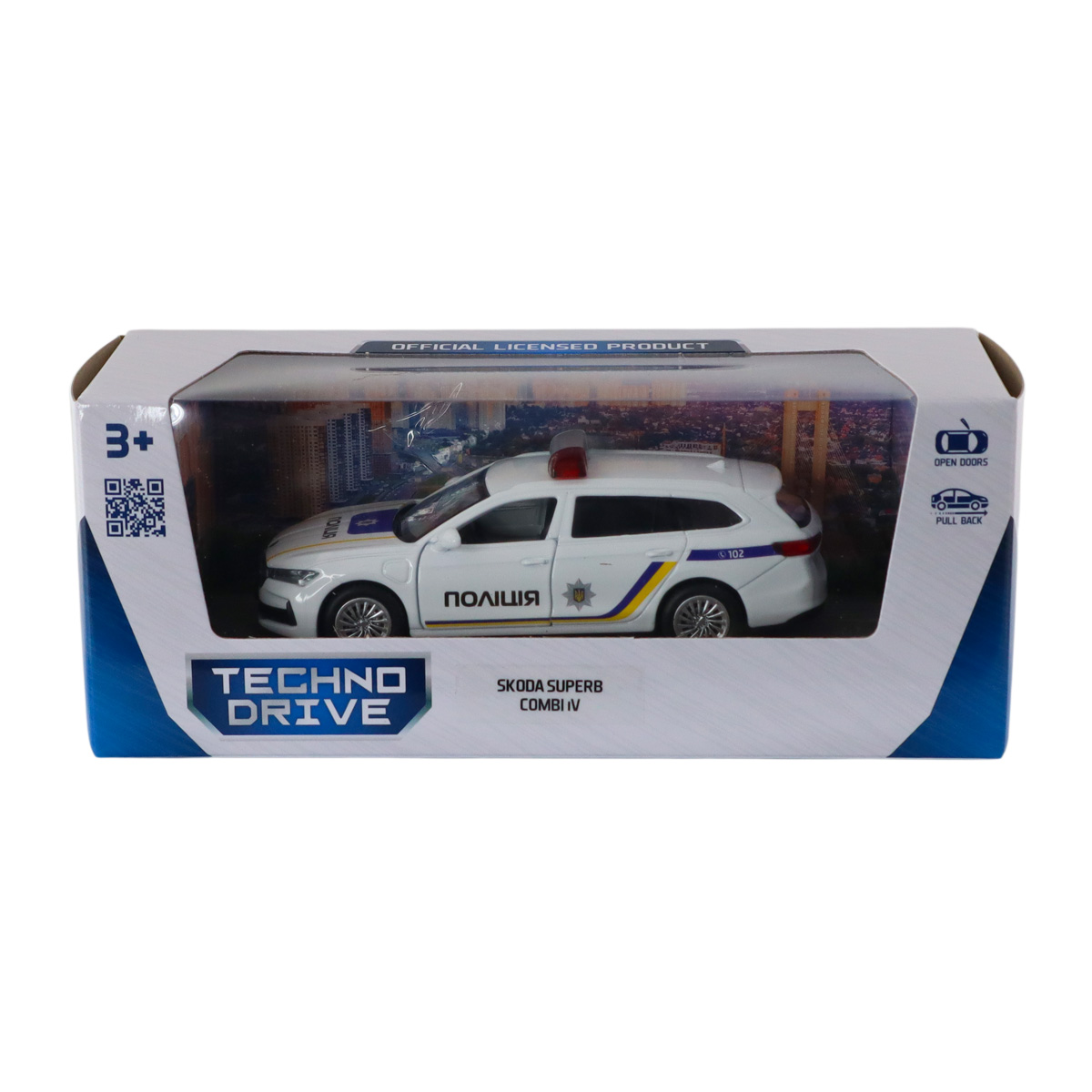 Автомодель Techno Drive Skoda Superb Combi iV Поліція 1:43 з металевим корпусом — превʼю 5