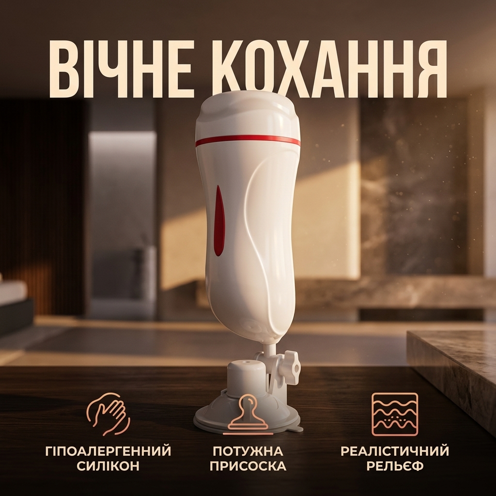 Вібромастурбатор реалістичний силіконовий Eternal Love з присоскою 8 см Білий